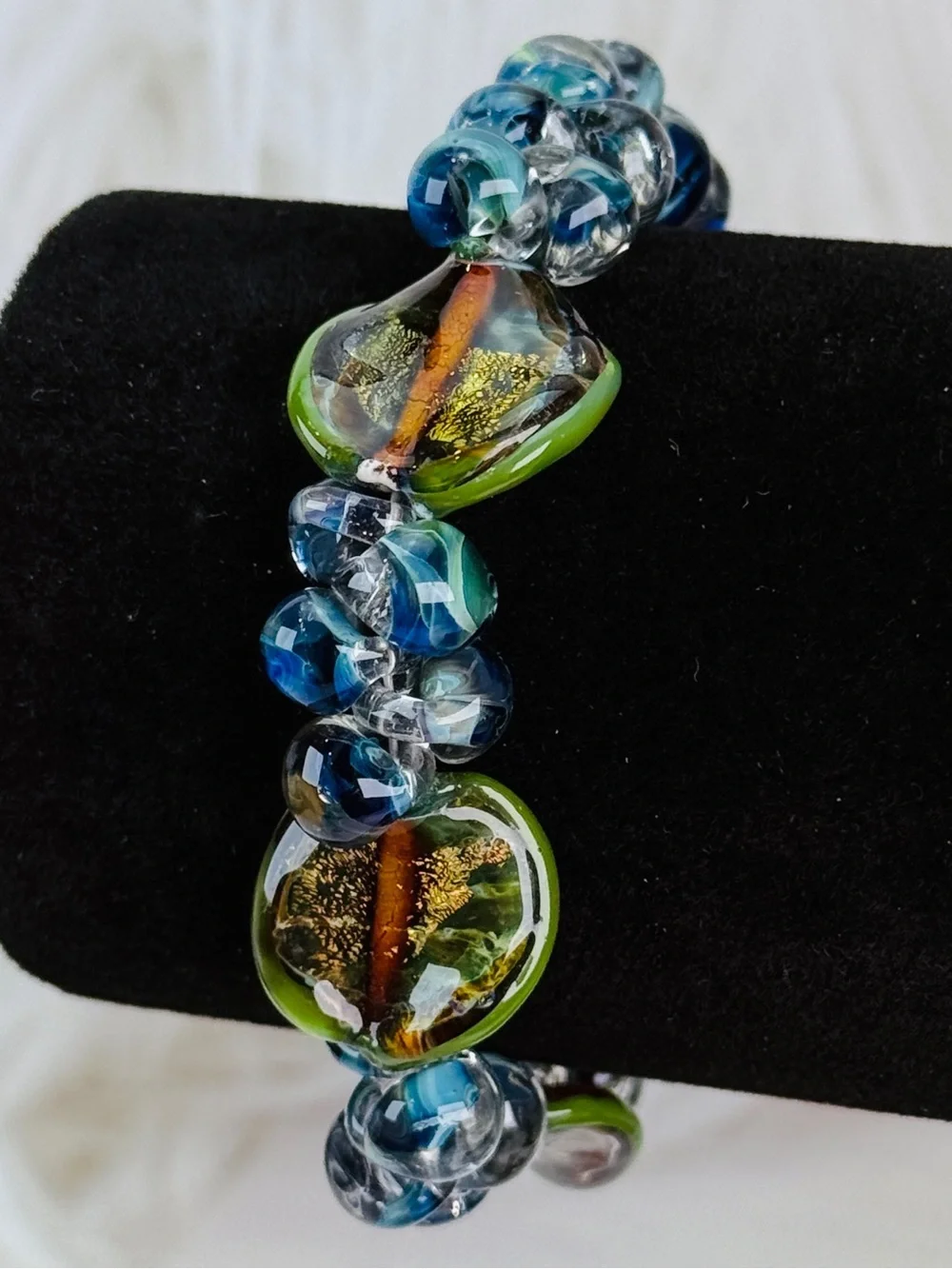 Gorgeous, Bohemian chic colorful, blue green, Earth tone toggle closure bracelet